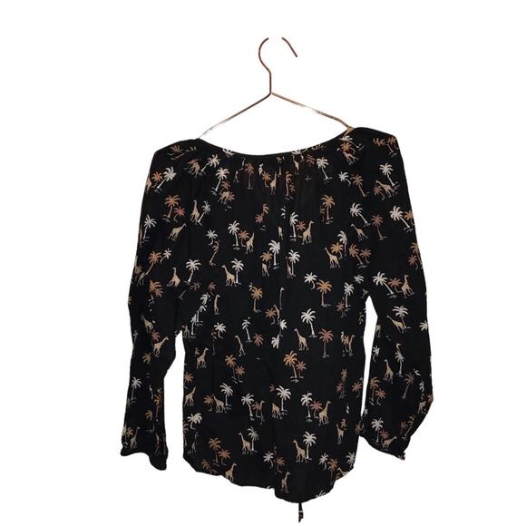 Loft Giraffe & Palm Tree Button-Down Top - Size Small - Picture 2 of 5